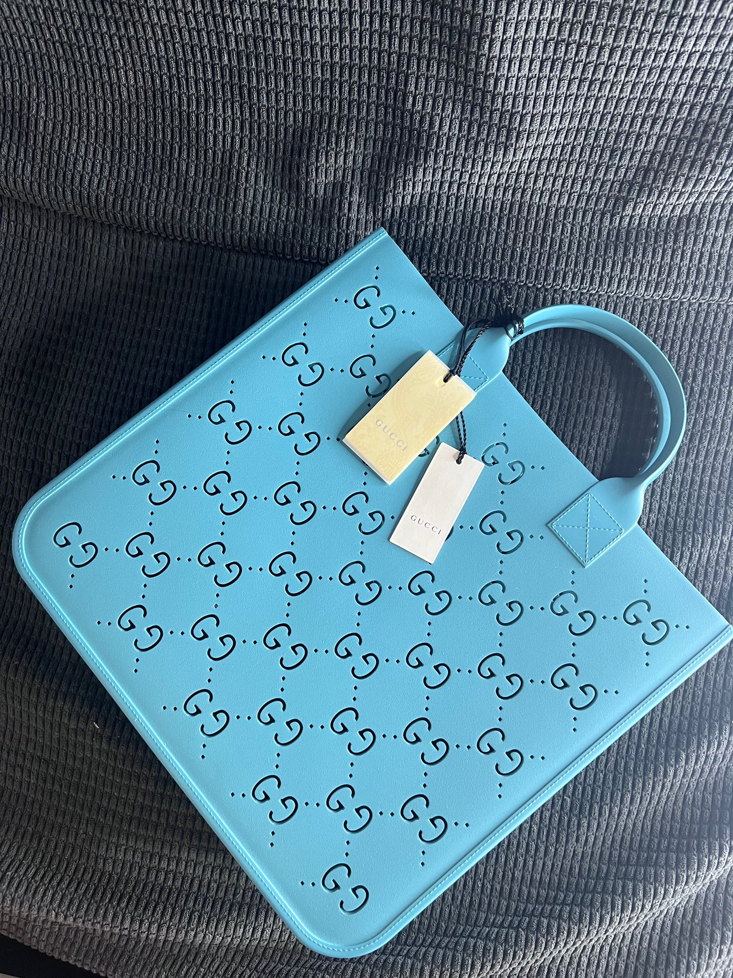 GG Rubber Tote Bag Light Blue