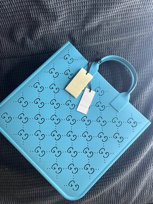 GG Rubber Tote Bag Light Blue